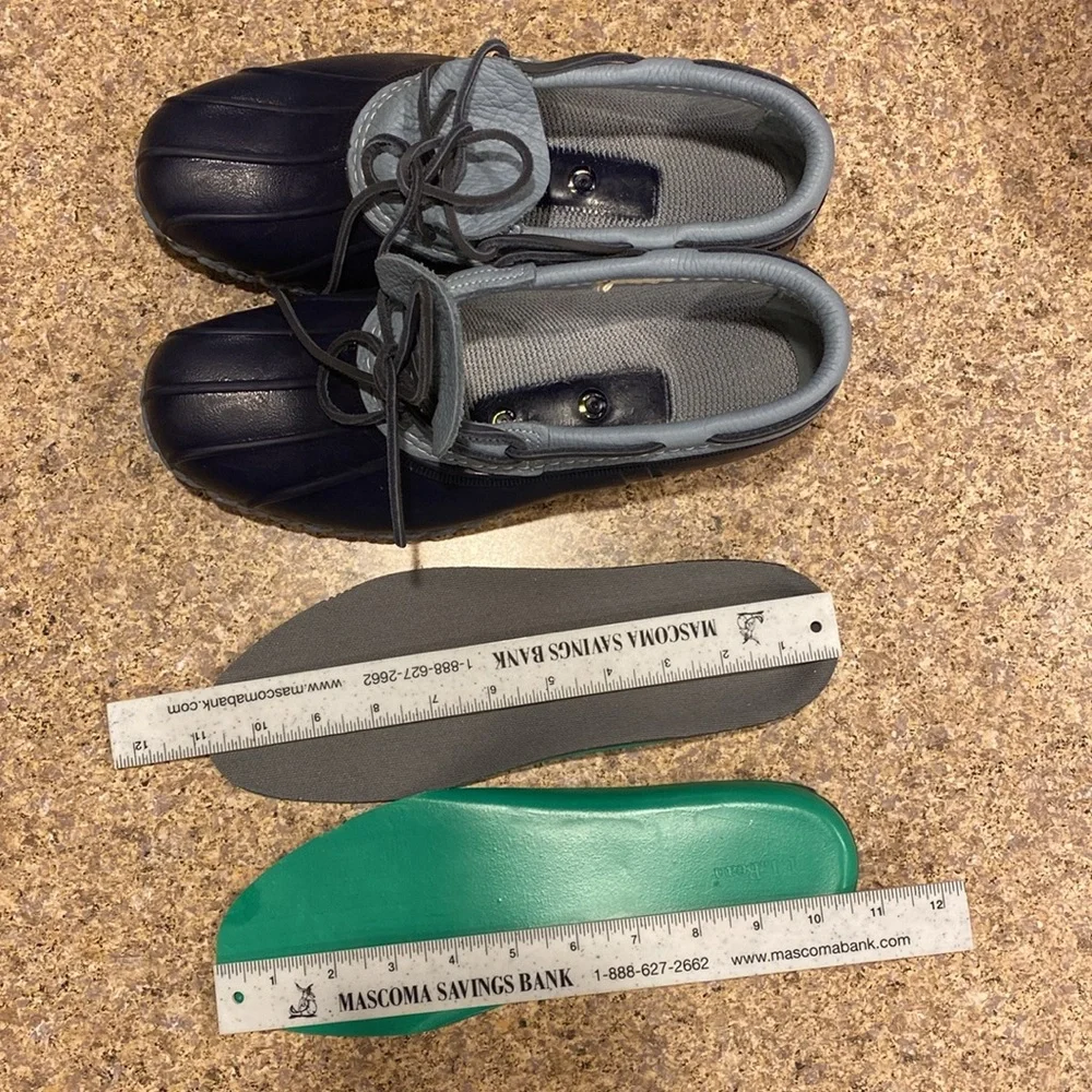 L. L. Bean Blue Leather and Rubber Moccasins Short Boots FM Rain Duck Boots - Picture 14 of 17